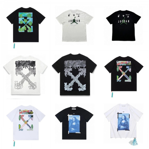 Off-White Graphic Print Oversized Tee Black and White