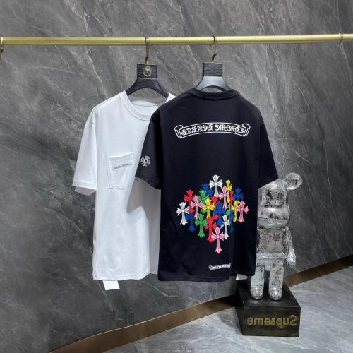 Chrome Hearts Multi-Color Cross Graphic Cotton T-Shirt Black and White