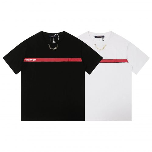 Louis Vuitton LV Chain Detail Stripe Graphic Tee Black and White