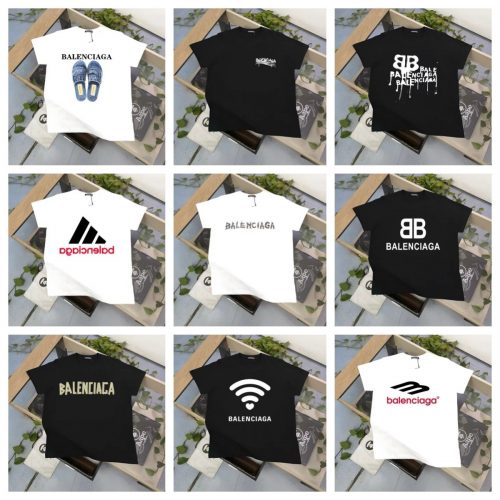 Balenciaga Graphic Print Cotton T-Shirt Multicolor