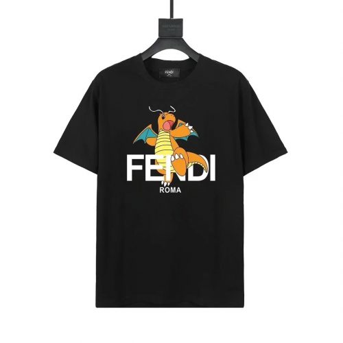 Fendi Dragonite Graphic Cotton T-Shirt Black