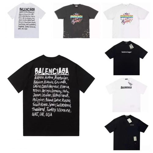 Balenciaga Graphic Print Oversized T-Shirt Black and White