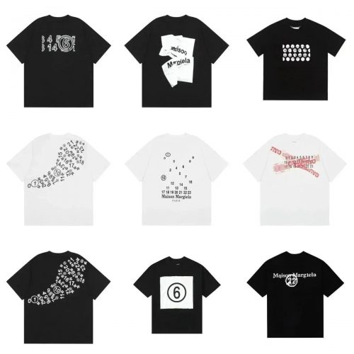 Maison Margiela MM6 Graphic Print Oversized Tee Black and White
