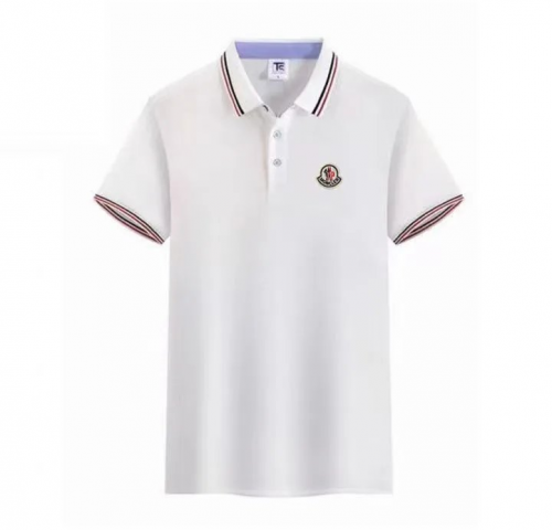 Moncler Striped Trim Cotton Polo Shirt White
