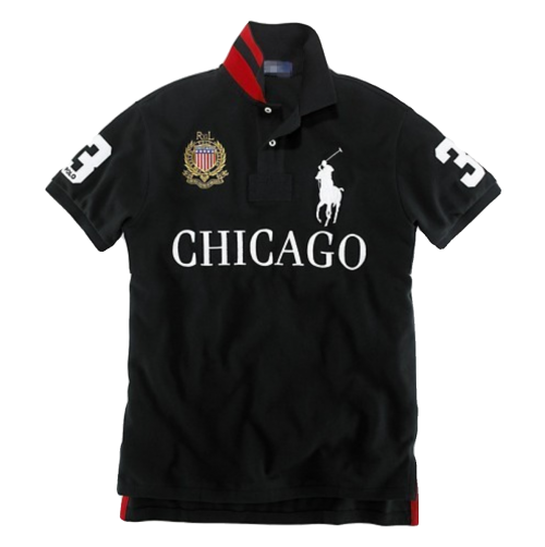 Ralph Lauren RL Chicago City Graphic Polo Shirt Black