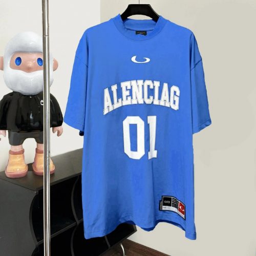 Balenciaga Sporty B Jersey Oversized T-Shirt Blue