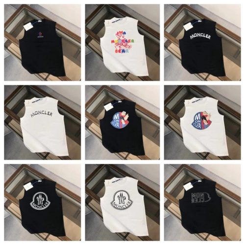 Moncler Graphic Print Cotton Tank Top Black and White