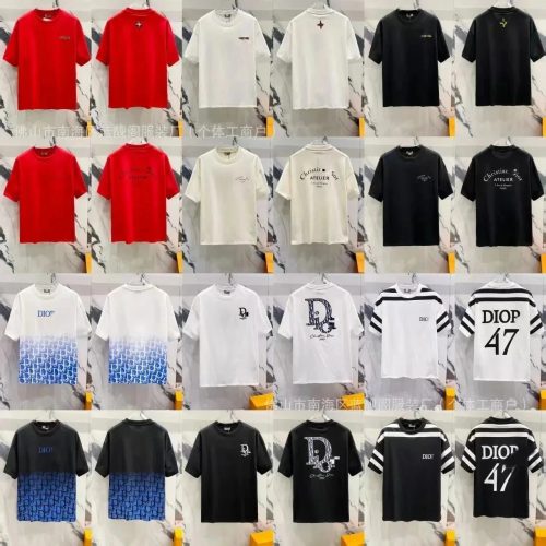 Dior Graphic Print Cotton T-Shirt Multicolor