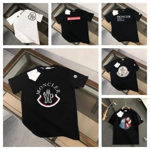 Moncler Graphic Print Cotton T-Shirt Black and White