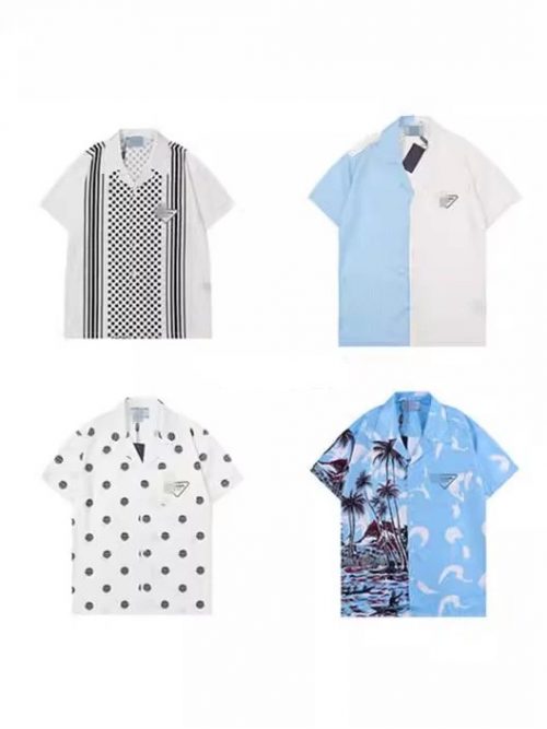 Prada Camp Collar Printed Shirt Hawaiian Shirt Multicolor