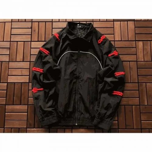 Trapstar Irongate Windbreaker Streetwear Jacket Black and Red