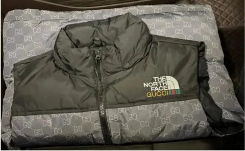Gucci The North Face Puffer Vest Monogram Down Jacket Black