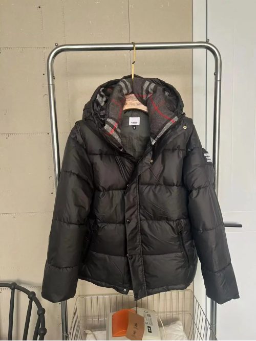 Burberry Check Lined Puffer Jacket Black