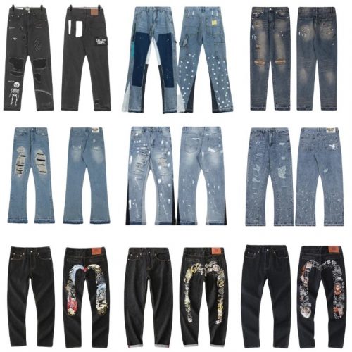 Gallery Dept. Distressed Paint Splatter Straight Leg Jeans Blue