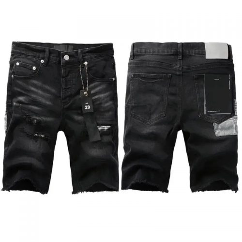 Purple Brand Distressed Denim Shorts Casual Black