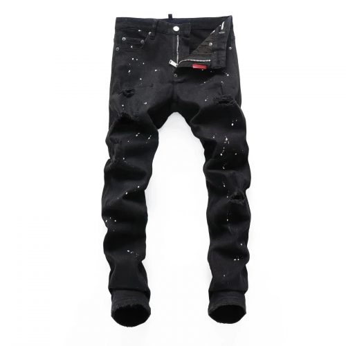 DSQUARED2 D2 Paint Splatter Distressed Slim Fit Jeans Black