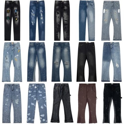Design Distressed Denim Jeans Vintage Streetwear Pants Multicolor