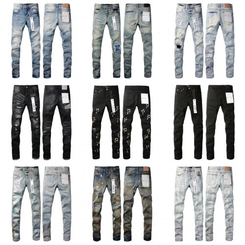 Purple Brand Distressed Denim Slim Fit Jeans Multicolor