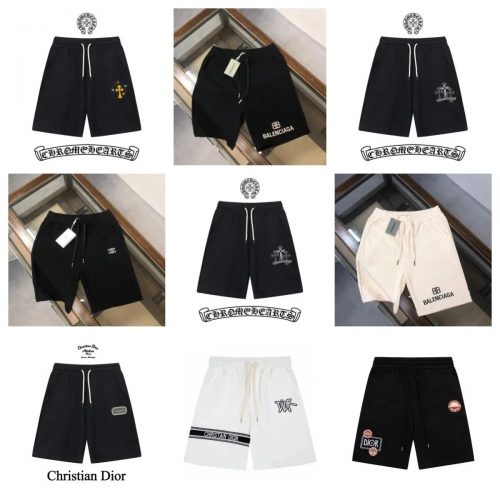 Balenciaga Logo Print Casual Shorts Black and White