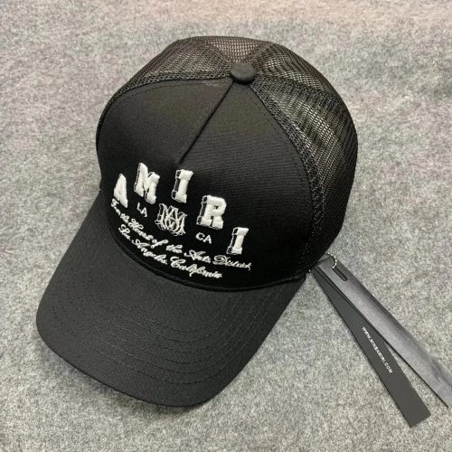 Amiri Arts District Trucker Hat Embroidered Baseball Cap Black