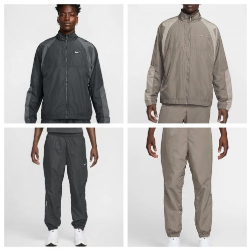 Nike NOCTA Tracksuit Sporty Nylon Matching Set Black and Beige