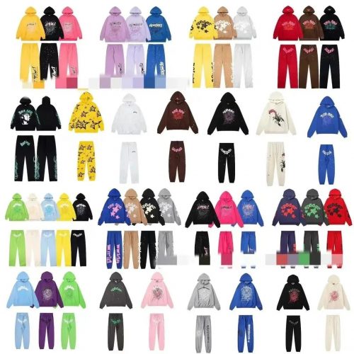 Sp5der Sp5der Web Print Streetwear Tracksuit Set Multicolor