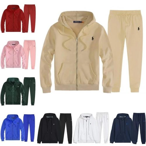 Ralph Lauren Zip-Up Hoodie and Joggers Casual Tracksuit Set Multicolor