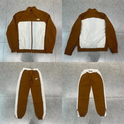 Stussy Colorblock Track Jacket and Pants Set Casual Tracksuit Brown and White