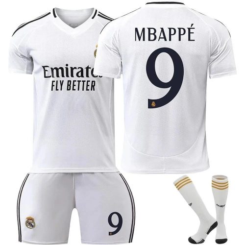 Adidas Real Madrid 2024/25 Mbappe Home Soccer Jersey Set White