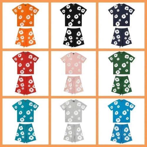 Denim Tears Floral Print Casual T-Shirt and Shorts Set Multicolor