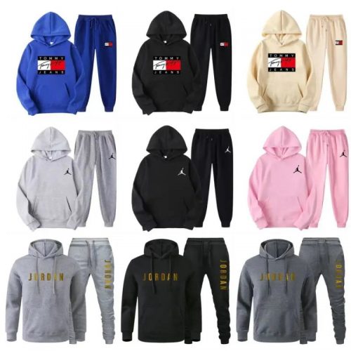 Tommy Jeans Logo Hoodie and Sweatpants Set Casual Tracksuit Multicolor