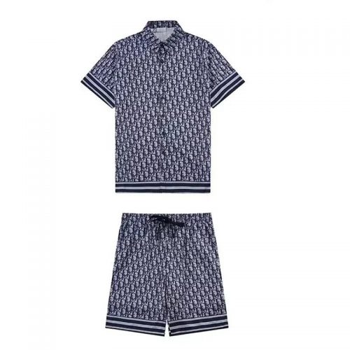 Dior Oblique Monogram Casual Matching Set Navy and White