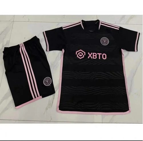 Adidas Inter Miami CF 2023 Away Kit Soccer Jersey Set Black and Pink