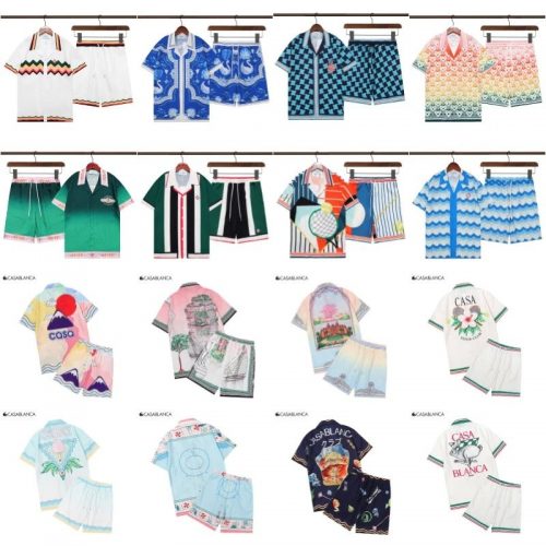 Casablanca Graphic Print Silk Shirt and Shorts Set Multicolor
