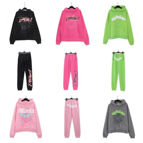 Sp5der Sp5der Web Print Streetwear Hoodie and Joggers Set Multicolor
