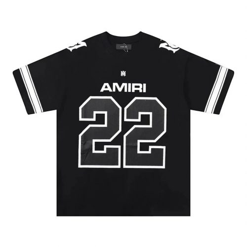 Amiri 22 Football Jersey Graphic Streetwear T-Shirt Black