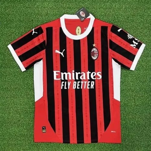 Puma AC Milan 2024-25 Home Soccer Jersey Striped Red and Black