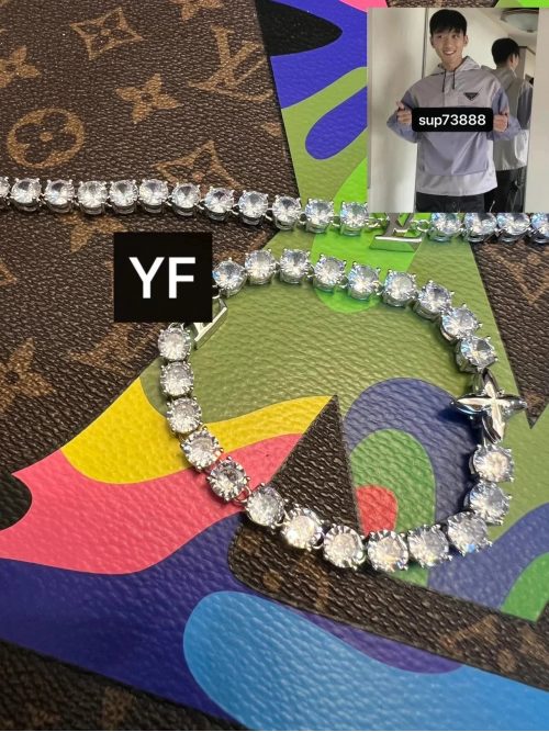 Louis Vuitton LV Monogram Flower Tennis Bracelet Silver