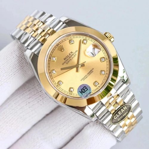Rolex Datejust 41 Luxury Diamond Dial Watch Gold and Silver