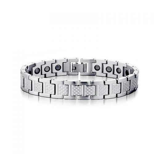 Design Magnetic Therapy Stainless Steel Bracelet Silver