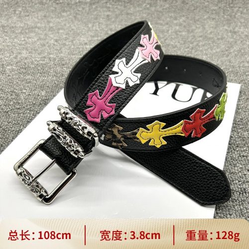Chrome Hearts Cross Patch Leather Belt Multicolor