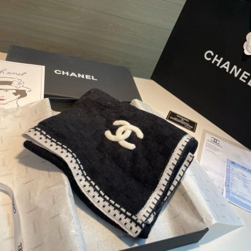 Chanel Knit Scarf Cozy Winter Accessory Black and White