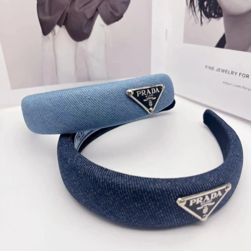 Prada Denim Headband Padded Hair Accessory Blue