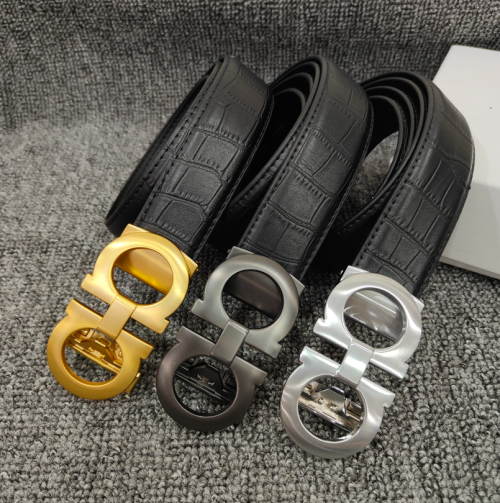 Salvatore Ferragamo Gancini Buckle Leather Belt Black