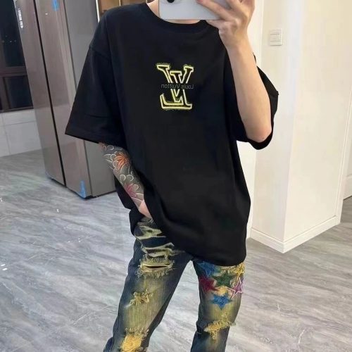 Louis Vuitton LV Distressed Star Patch Jeans Casual Denim Pants Multicolor