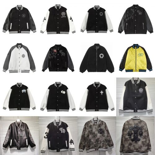 Chrome Hearts Varsity Jacket Casual Bomber Jacket Black and White