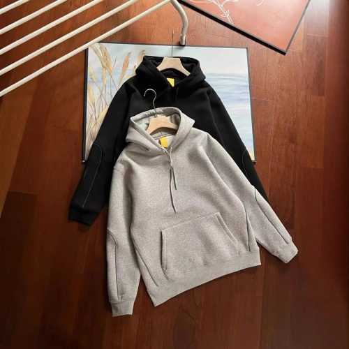 Design Panelled Cotton Oversized Hoodie Black and Gray