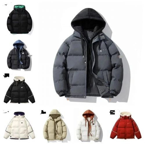 Nike Puffer Jacket with Hoodie Casual Winter Jacket Black and Gray