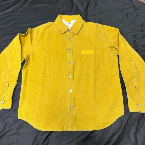 Design Denim Button-Down Shirt Casual Long Sleeve Shirt Yellow