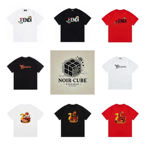 Fendi Snake Print Casual T-Shirt Multicolor